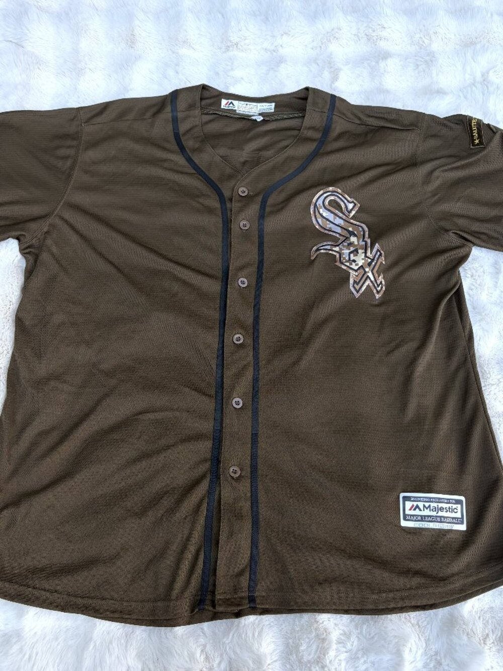 White Sox Paul Konerko #14 Majestic military brown jersey size 3XL -- flawed